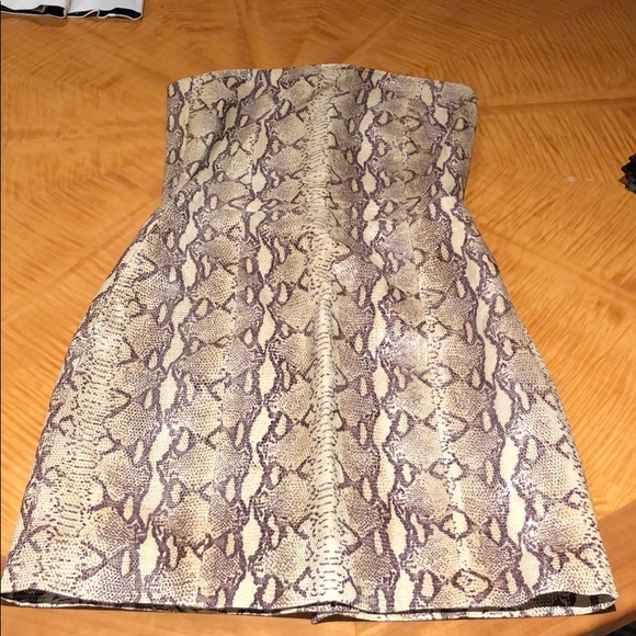 Hugo Buscati Dresses & Skirts - Leather strapless dress animal print